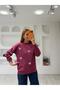 Modal Textured Sweatshirt with Heart Embroidery Detail - 3