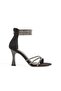 Black Silvery Evening Dress with Open Toe and Ankle Stone, Zippered, 9 cm Wine Glass Heel, New Season - 4