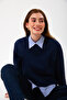 Regular Organic Cotton Navy Blue Women's Sweatshirt - 3