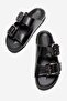 Lusino Women's Genuine Leather Slippers Black - 4