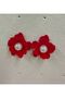 Red Velvet Flower Earrings - Medium with Pearls - Velvet Pearl Flower Gift - 4