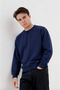 Regular Organic Cotton Navy Blue Color Men's Sweatshirt - 3