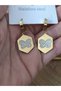 Gold Color Butterfly Figured Stone Steel Dangle Earrings