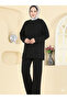 Women's Islamic Clothing Modal Fabric Self-Line Detailed Crew Neck Top and Bottom Set - 5