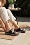 Women's Comfortable Sole Casual Slippers with Stone Buckle and Gold Strips - 2