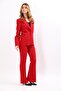 Jacket with Collar Pockets Modern Jacket & Spanish-Cut Trousers with Pockets Women's Suit-Red - 3