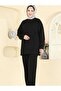 Women's Islamic Clothing Modal Fabric Self-Line Detailed Crew Neck Top and Bottom Set - 6
