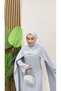 Cape and Pearl Embroidered Crepe Hijab Evening Dress-1158 - 8