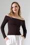 Women's Boat Neck Long Sleeve Off-Shoulder Blouse 22141