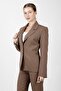 Jacket with Collar Pockets Modern Women's Jacket - Brown - 2