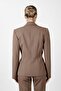 Jacket with Collar Pockets Modern Women's Jacket - Brown - 3