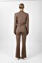 Jacket with Collar Pockets Modern Jacket & Spanish-Cut Trousers with Pockets Women's Suit-Brown - 4