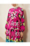 Women's Patterned Long Hijab Dress 2585 - A.Fuchsia