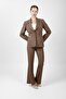 Jacket with Collar Pockets Modern Jacket & Spanish-Cut Trousers with Pockets Women's Suit-Brown - 5