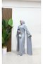 Cape and Pearl Embroidered Crepe Hijab Evening Dress-1158 - 7