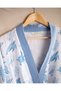Victorine 100% Cotton Women's Muslin Bathrobe - White/Blue - Natural Collection - 3