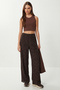 Floral Patterned Textured Trousers Lcr0107 Brown - 2