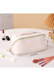Quilted Travel Makeup Pouch with Handle Button Design - 4