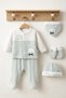 5-Piece Cotton Rabbit Patterned Newborn Baby Boy Hospital Discharge Bodysuit Set 0-3 Months Boxed