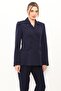 Buttoned Classic Blazer Jacket-Navy Blue - 1181100 - 2