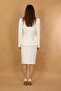 Jacket with Collar Pockets Modern Jacket & Short Pencil Skirt Women's Suit-White - 6