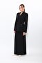 Buttoned Classic Blazer Jacket & Square Pocket Long Bell Skirt Women's Suit-Black - 1181537 - 2