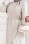 Hijab Dress with Shoulder Buckle Detail-Beige - 4