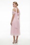 Women's Powder Color Slim Fit Boat Neck Lace Midi Promise Engagement Wedding Evening Dress - 5