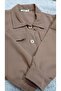 Girls' Brown Crop Shirt and Pants Two-Piece Set - 2