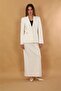 Jacket with Collar Pockets Modern Jacket & Long Pencil Skirt Women's Suit-White - 2