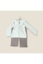 Cotton Flower Embroidered Girls' Suit with Baby Collar Pants 3Y,4Y,5Y,6Y Girl - 3