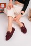 Women's Bordo Tassel Detailed Suede Loafer Casual Ballet Shoes - 5