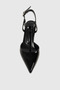 Begonia black patent leather ankle strap pointed toe women's heels - 5