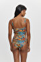 Women's Draped Patterned Gathering Swimsuit – Firmly Covered, Slimming Design - 4