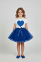 Girl's Cobalt Blue Heart T-Shirt Cobalt Blue Tutu Skirt April 23 October 29 Show Outfit Set