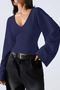 Women's V-Neck Long-Sleeve Waist-Fitted Blouse - 6