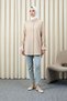 Cuff Gathered Buttoned Wrap Tunic - Mink - 2