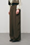 Women's High Waist Belted Solid Color Modal Trousers with Pleated Detail - 2