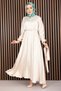 Beli Gathered Belted Hijab Dress Beige - 4