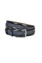 Men's Navy Blue 3.5 cm Flat Sides - Middle Needle-Punched Laser Embroidered Patent Leather Classic Faux Leather Belt 148948