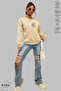 Unisex Bubu Dudu Printed Crew Neck Hoodless Oversized 100% Cotton Combed Cotton Sweatshirt - 3