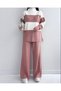 Half-Throat Stripe Knitwear Set - Dried Rose - G.Kurusu - 2