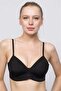Women's Black Double-Breasted Laser Cut Gathering Bra - 3