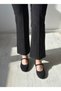 Black Suede Hidden 4 cm Padded Ballerinas with Helmet Detail - 5