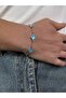 Silver Men's Blue Stone Bracelet Stainless Steel Colorfast Non-Tarnish Steel Bracelet Adjustable - 2