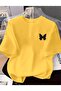 Short Sleeve T-Shirt, Black Butterfly Pattern on Left Chest, All-Season Wearable Casual Top