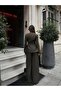 Khaki Shawl-trimmed Double-Breasted Fitted Jacket and Palazzo Trousers Premium 3-Piece Set - 3