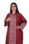 Women's wide embroidered linen jalabiya dress with a hidden belt - 5