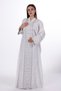 Women's wide embroidered linen jalabiya dress with a hidden belt - 5