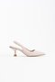 Angelica Premium Women's Beige Satin Heeled Shoes - 2